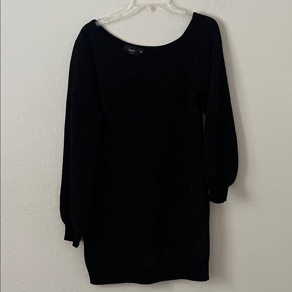 NWOT Vici Soft Knit Mini Sweater Dress in Black in Size M